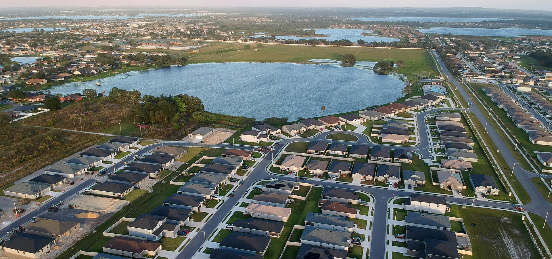 Aerial view of Winter Haven new homes at VillaMar